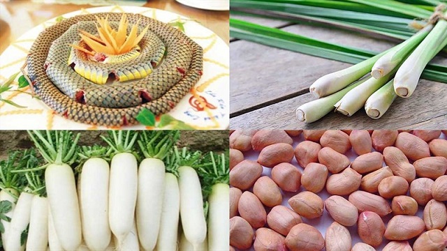 Nguyên liệu cho cách làm lẩu rắn hầm sả: 4 người ăn
